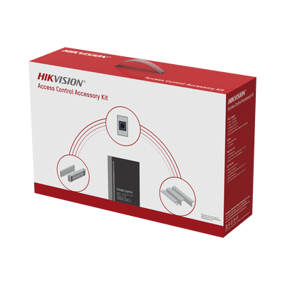 Kit HIKVISION para para Control de Acceso / Fuente 12 Vcd 2 A + Botón de Salida + Chapa Magnética 600 Lbs / Para Instalación de Control de Acceso Autónomo (Facial Min Moe, Teclados, Lectores de Hue