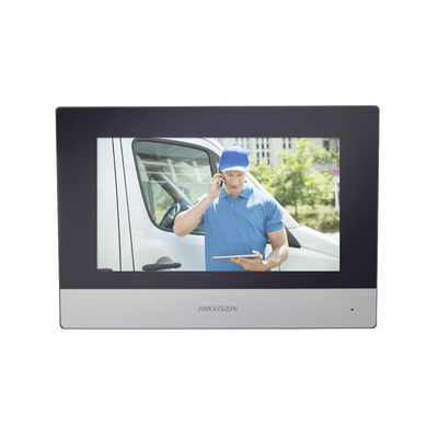 Monitor Hibrido IP WiFi Touch Screen 7\" para DS-KIS303P / Vídeo en Vivo / PoE Estándar / Apertura Remota / Llamada Entre Monitores / Audio de dos vías / Policarbonato
