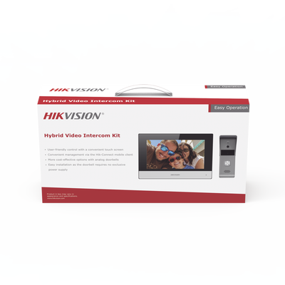 Kit de Videoportero Analógico de Metal / IP a 4 Hilos con Función de Llamada a App Hik-Connect / Monitor se Conecta a Internet por Cable o WiFi y por 4 Hilos al Frente de Calle  IP65 / Expandible a