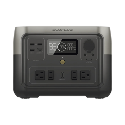 EcoFlow River 2 Max | Estación de Energía Portátil 512Wh Litio LFP / 4 AC 500 W (Max. 1000W) / 1 USB-C 100W / 3 USB -A 12W / Cargador de Coche 8A a 12 o 24V / Conectividad WiFi y Bluetooth (App) /