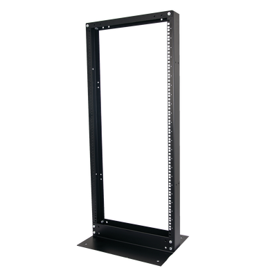 Rack de 2 Postes, Estándar 19\", 24 Unidades, Fabricado en Acero, Base \"L\" para Anclar a Piso.