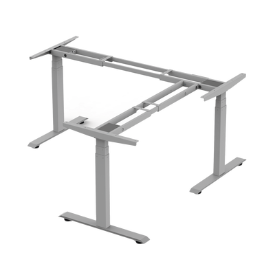 Base de Escritorio Motorizado Profesional Tipo L (3 Columnas) / Altura Ajustable 60-125cm / Estructura Estable / Funcionamiento Suave / 4 Preset de Posiciones / Color Gris / Soporta hasta 150Kg de