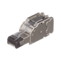 Plug RJ45 Blindado, Instalación Recta, Terminación en Campo Certificable, Compatible con Cat5e, Cat6 y Cat6A, Color Plata, Paquete de 10 Piezas