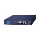 Switch PoE No Administrable / 8 Puertos Gigabit RJ45 / 2 Uplink Gigabit / 2 SFP / PoE 802.3af/at 32W / Presupuesto 120W / Extender 250 m (820 ft) / Pantalla LCD
