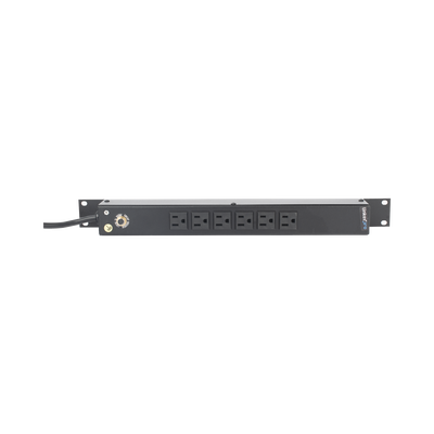 Multicontacto Horizontal (PDU) de 6 Contactos (NEMA 5-15R) Rack 19\" 1UR. Voltaje Entrada/Salida: 120Vca/15A
