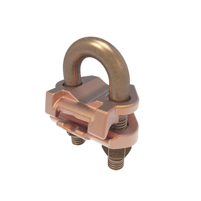 Conector Mecánico para Cable Calibre 2/0 AWG a 250 KCMIL / Paralelo o 90° a Tubo de 3/8\" o Varilla de 5/8\" - 3/4\".