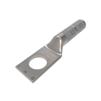 Zapata Terminal de Compresión BURNDY para Tornillo de 1/4\" y Calibre 4 AWG /Cañón Largo.