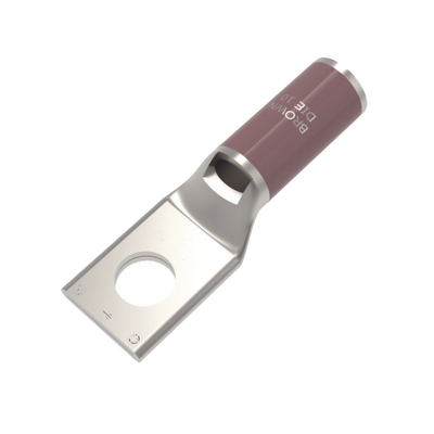 Zapata Terminal de Compresión de Cobre Electrolítico Estañado de Cañón Corto para Tornillo de 1/2\" y Calibre 4 AWG.