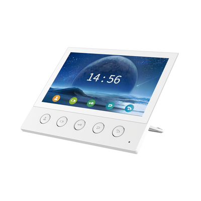 Monitor IP/SIP para interior, Wi-Fi, pantalla táctil de 7\", audio de 2 vías, PoE, 8 interfaces de entrada de alarma.