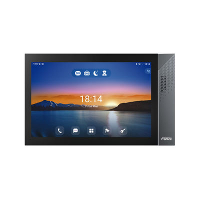 Monitor IP/SIP para interior con Android, Wi-Fi, Bluetooth, Pantalla táctil de 10.1\", audio de 2 vías, PoE, 8 interfaces de entrada de alarma.