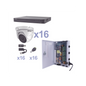KIT TurboHD 1080p / DVR 16 Canales / 16 Cámaras Eyeball (exterior 2.8 mm) / Transceptores / Conectores / Fuente de Poder Profesional