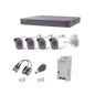 KIT TurboHD 1080p / DVR 4 Canales / 4 Cámaras Bala Metálicas (exterior 2.8 mm) / Transceptores / Conectores / Fuente de Poder Profesional