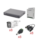 Kit TurboHD con Audio / DVR 8 Canales / 8 Cámaras Bala Exterior / 1080p / Luz Blanca 20 m (65.6 ft) / Audio Coaxitron / Fuente Seleccionable