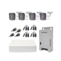 Kit TURBOHD 1080p / DVR 4 Canales / 4 Cámaras con Micrófono Integrado y 101° Visión / Luz Blanca + IR Visión Nocturna / Transceptores / Conectores / Fuente de Poder Profesional Compacta