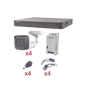 KIT TurboHD 1080p / DVR 4 Canales / 4 Cámaras Bala (exterior 2.8 mm) / Transceptores / Conectores / Fuente de Poder Profesional