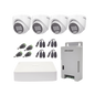 KIT TurboHD 1080p / DVR 4 Canales con audio por coaxitron / 4 Cámaras con Micrófono y  106° Visión/  luz blanca + IR visión nocturna  / Transceptores / Conectores / Fuente de Poder Profesional
