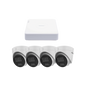 Kit IP 1080p (2 Megapixel) / NVR de 4 Canales con 4 Puertos PoE / 4 Cámaras IP Turret con Micrófono Integrado / ColorVu y ACUSENSE Lite