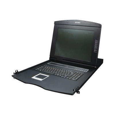 Switch KVM con Monitor de 17\"con Teclado y Trackpad para Rack de 1U de Cuatro Postes, 8 Puertos VGA Para Acceder y Controlar Hasta 8 Computadoras Desde una Sola Consola