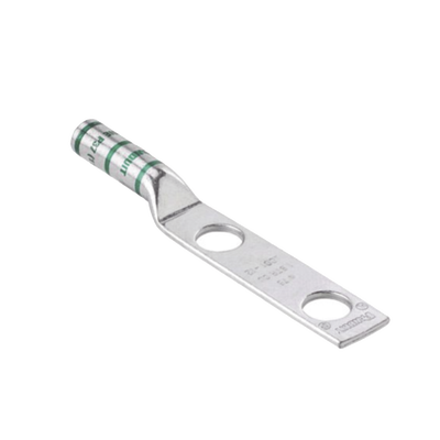Conector de Compresión de Cobre con 2 Orificios 3/8\" para Cable 2 AWG,  1\" de espacio entre Orificios. Paquete de 25 Piezas