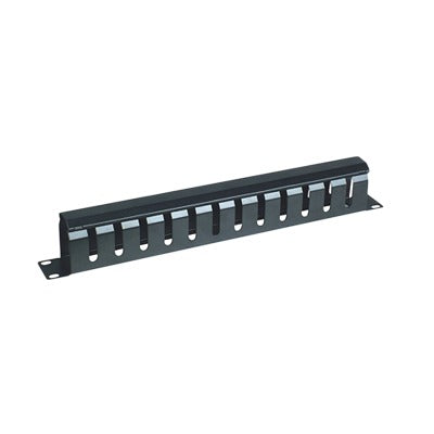 Organizador de Cables Horizontal de 1U para Rack de 19\" con Cubierta Metálica