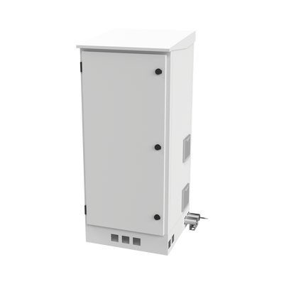 Gabinete de Piso para Exterior con Ventiladores y Termostato con Rack de 19\" de 16 U + Espacio para Baterías, Se envía el Gabinete Armado.