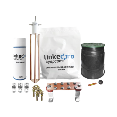 Kit Puesta a Tierra 30A / Electrodo Cobre Electrolítico / Diseño Delta / Filtro Equipotencial / Compuesto 12 kg / Barra Unión + Conectores + Registro