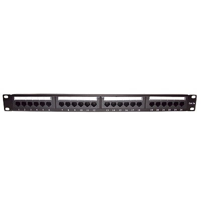 Panel de Parcheo de Impacto (110) UTP de 24 Puertos Cat5e, 19 Pulgadas con Barra para Organizar Cable