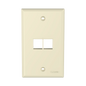 Placa de Pared Vertical, Salida Para 2 Puertos Keystone, Color Marfil