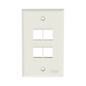 Placa de Pared Vertical, Salida Para 4 Puertos Keystone, Color Blanco Mate