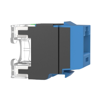 Conector Jack Estilo 110 (de Impacto), Tipo Keystone, Categoría 6A, de 8 Posiciones y 8 Cables, Color Azul
