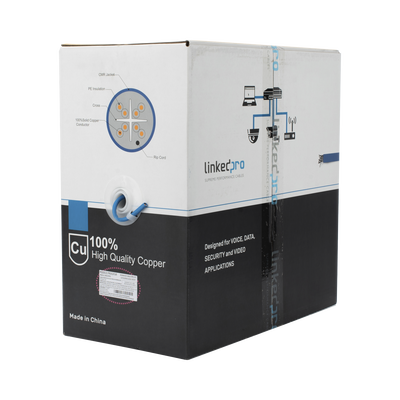 Bobina de Cable de 305 Metros (1000 Pies) Cat6+, CMR, Calibre 23 Alto Rendimiento, ETL, UL, Color Azul, Super Flexible, para Aplicaciones de Video Vigilancia, Video HD, y Redes de Datos. Uso Interi
