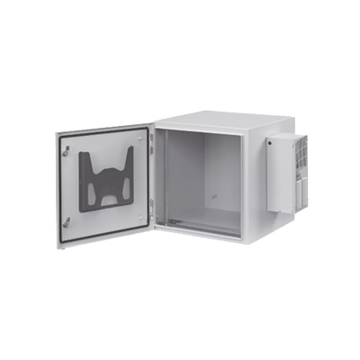 Gabinete Industrial ProTek de 12 UR de 612 x 600 x 614 mm Puerta Sólida Con Aire Acondicionado de 800 BTU Protección NEMA Tipo 4/12; IP66, Fabricado en Acero, Color Gris Claro