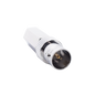 Conector BNC Hembra en 75 Ohm, Tipo Roscable para cable Coaxial RG-59/U, Níquel/ Plata/ Delrin.