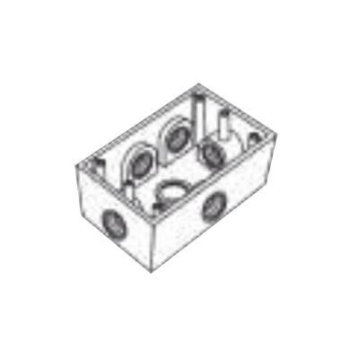 Caja Condulet FS de 1/2\" (12.7 mm) con seis bocas a prueba de intemperie.