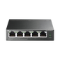 Switch PoE No Administrable de Escritorio / 5 puertos 10/100 Mbps / 4 puertos PoE af / Presupuesto 41 W / Modo extensor PoE hasta 250 metros / Calidad video prioritaria