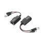 Kit de transceptores activos con conector para alimentación (12V/24Vcc/AC) TurboHD para aplicaciones de video por UTP Cat5e/6 en HD. Distancia de hasta 150 m en 4K