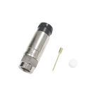 Conector F Macho / Compresión Axial / Cable Coaxial RG-11 / 75 Ohm / Bronce Niquelado