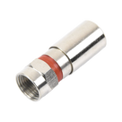 Conector F Macho / Compresión en Línea / Cable RG-59 / Cuerpo Bronce Niquelado / Contacto Oro 24k / Aislante Teflón
