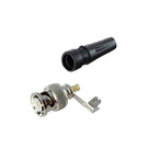 Conector BNC Macho / 75 Ohm / Base de Alivio PVC / Níquel-Oro-PTFE / RG-59 / 55 mm Longitud