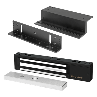Kit Para Control de Acceso Incluye Chapa Magnética de 600 Lbs / Montaje En Z y L /  Uso Interior / Certificación UL / Color Negro / Diseño Elegante