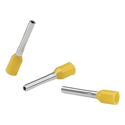 Ferrule Aislado PAN-TERM para Cable 18 AWG, Largo 12mm, DIN Color Amarillo. Paquete 500 Piezas