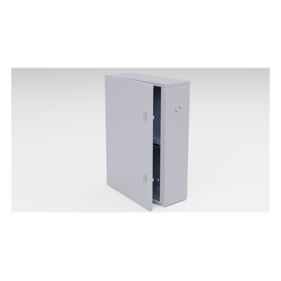 Gabinete para instalación de 2 Baterías , Fabricado en Lámina Galvanizada, Accesorios para poste (No incluidos)