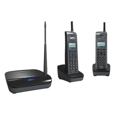 Sistema Telefónico Inalámbrico SIP de Largo Alcance, Incluye Base y Dos Teléfonos Inalámbricos, Soporta 10 Cuentas SIP, Hasta 4 Llamadas Simultaneas,