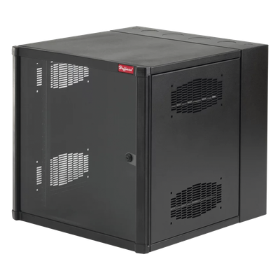 Gabinete AccessPlus de 19 UR Montaje en Pared de 19in, Rieles Numerados y Roscados #10-32, Puerta con Ventana de Seguridad, 600 mm de Ancho, 637 mm de Profundidad, Color Negro