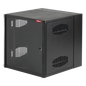 Gabinete AccessPlus de 19 UR Montaje en Pared de 19in, Rieles Numerados y Roscados #10-32, Puerta con Ventana de Seguridad, 600 mm de Ancho, 637 mm de Profundidad, Color Negro