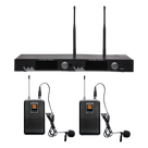 Kit de Micrófonía Inalámbrica UHF / 2 Micrófonos Lavalier / 200 Canales / Alcance 100 m (328 ft) / 15 Horas de Batería / Pantalla LCD