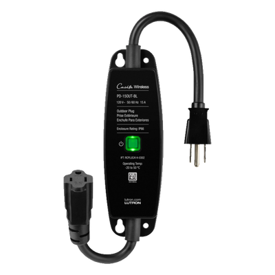 Enchufe inteligente para exteriores de 120 V y 15 A para iluminación y motores de 1/2 HP, con control Pico directo o app y geovallado mediante Smart Bridge, Caseta Wireless
