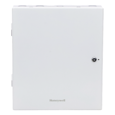 Controlador de acceso IP para 4 puertas con caja metálica, fuente de alimentación y batería incluidas, compatible OSDP v2 y Wiegand