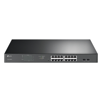 Switch JetStream de 16 puertos 10/100/1000Mbps y PoE af/at, 2 puertos SFP hasta 192W.