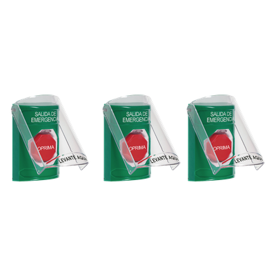 Paquete de 3 Botones con 3 Diferentes Métodos de Activación y 3 Mensajes Diferentes, Color Verde